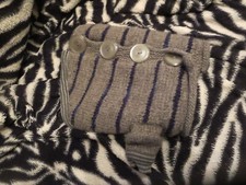 strickmantel WINTER superwarm GEFÜTTERT grau DUNKELBLAU streifen KLEIN mops 7 kg