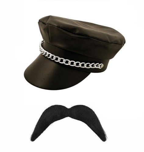 Bikerhut schnurrbart set - schnurrbart,