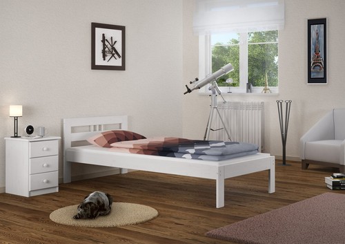 Jugendbett kiefer massiv weiß - kiefer,