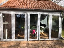 Wintergarten plus Geräte-Schuppen zum Selbstabbau, ohne Dachziegel für Bastler