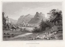 Pottenstein Ofr. Original Stahlstich Poppel 1843