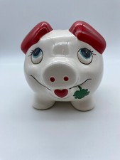Spardose Sparkasse Glücksschwein mit Herz-Ohren und Herz-Mund Höhe ca. 14 cm