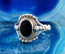 Ω eleganter Ring schwarzer Onyx Geburtsstein Februar Sterling Silber 925 Gr 17,8