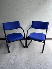 2x Vitra Visavis Besucherstuhl Freischwinger Stoff Blau