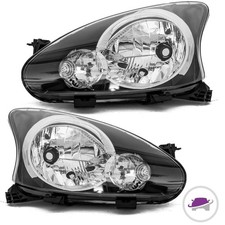 Set Klarglas H4 Scheinwerfer Schwarz fürToyota Aygo Rechts & Links 2005-2014