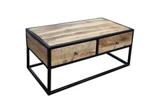 Hochwertiger Couchtisch Akazie naturfarben mit Schubladen NAGAR B-WARE 42273