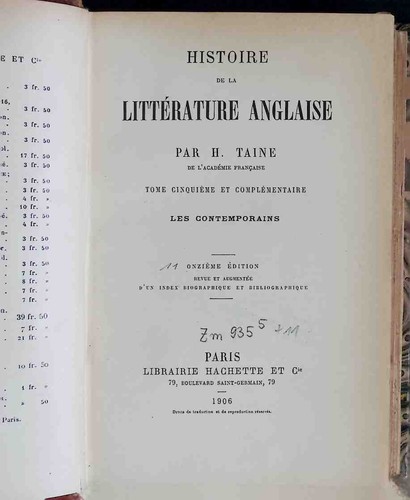 Histoire litterature - de, la