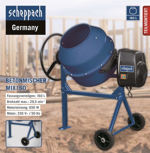 Scheppach betonmischer mix 160 - betonmischer,