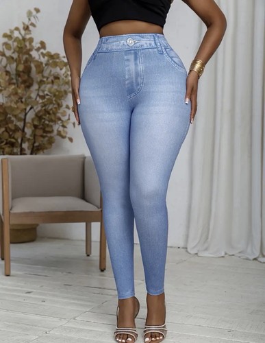 Leggings denim print - leggings, denim/print