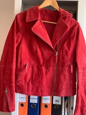 TCM Velourlederjacke, Bikerjacke, Farbe Koralle,  Innenfutter auch Koralle, Gr M