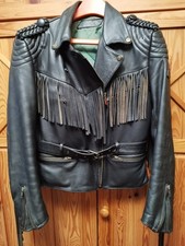Damen-Fransen-Lederjacke Gr