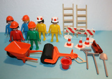 Playmobil Ersatzteile 3400 Baustelle 6 Bauarbeiter Walze Schubkarre Werkzeug