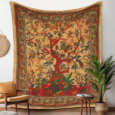 Craft Trade Gelb Baum Wandteppich Indische Wandtuch Tapestry Wandbehang Boho Wan