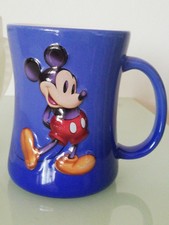 Micky Maus Becher Vintage Walt Disneyland Paris 3D Tasse Porzellan Blau 90er Jah