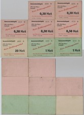 8 Banknoten 0,50 bis 20 Mark