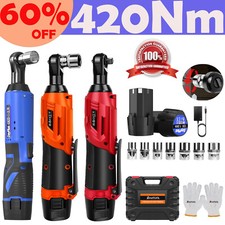 420Nm 3/8'' Elektrischer Akku Ratschenschrauber Ratschen Winkelschrauber 2 Akkus