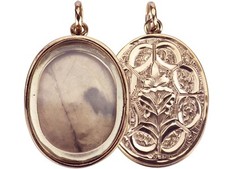 Jugendstil 333 Rose Gold Foto Anhänger Medaillon!