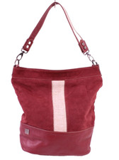 Jahn Damen Tasche Leder Velours bordeaux beige Shopper Beuteltasche Boho B277