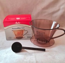 Vintage Melitta Aroma Filter Handfilter 1x2 brau Kunststoff mit Löffel Kaffeelot