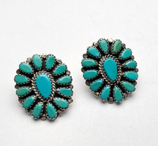 Navajo Ohrstecker von N&R Nez – 925 Sterling Silber & Türkis Cluster