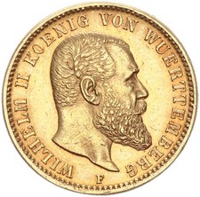 Württemberg Wilhelm II. 20 Mark 1900 F Gold vz Jäger 296