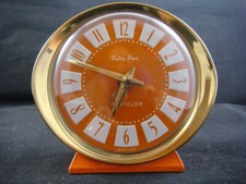 WECKER / Uhr, 60ER 70ER, BABY BEN WESTCLOCK, RAHMEN MESSING, Vintage, Orange