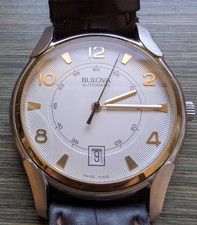 Bulova Swiss Automatic Vintage Armbanduhr mit Glasboden, Datumsanzeige