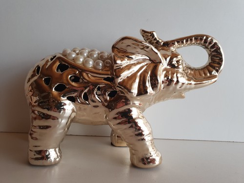 Elefant figur goldfarben - elefant,