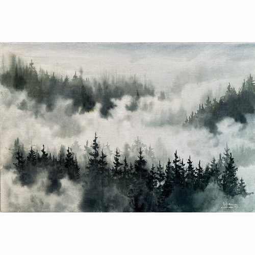 Aquarellbild original wald - aquarellbild,