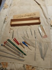 Stricknadelbox aus Holz mit 46 Gemischte, teils ovp