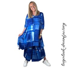 Lagenlook A-Linie Tunika Viskose federleicht royal-blau-weiss XL XXL 3 XL