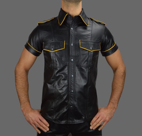 Awanstar lederhemd mit gelben - mit,