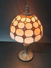 Tiffany-Stil Tischlampe - Glasmosaik Tiffany Stil Lampe - weiß/orange/braun 