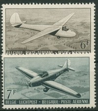 Belgien 1951 Flugpost Segelflugzeug Sportflugzeug 904/05 postfrisch