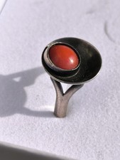 ♥️ NEFROM Vintage Ring – Sterling Silber 925, Dänemark, rote Koralle Modernist