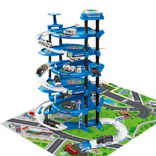 Kinder Parkhaus Spielset 5 Ebenen Spiralbahn mit Einsatzautos & Spielmatte