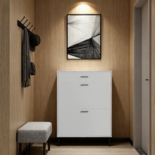 Schuhschrank mit 2 Klappen Schuhregal Schuhkipper Schuhkommode mit Schubladen