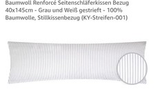 2 Baumwoll Renforce Seitenschläfer Kissenbezug 40x145cm Grau Weiß gestreift
