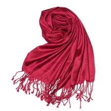 Schal Halstuch dünn leicht glänzend Stola Unifarben Damenschal Fransenschal Tuch