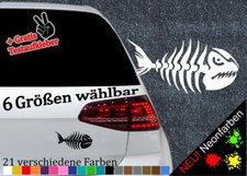 Fisch Aufkleber Skelett -6 Größen- Sticker Auto Fish Fischen Wasser Bone lustig