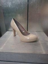 Neuwertige TAMARIS Pumps Gr 38 beige creme Lackschuhe High Heels Absatz 1912