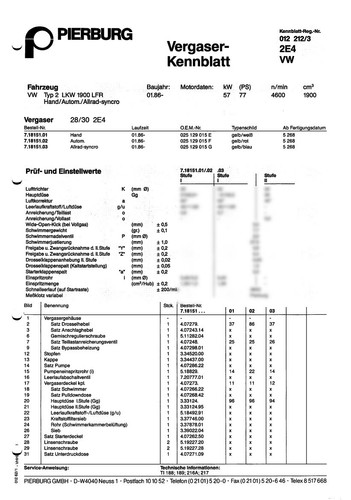 Datenblatt einstelldaten - datenblatt,