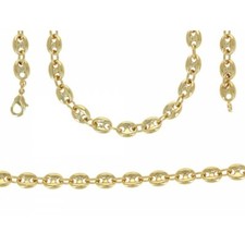 Kaffeebohnenkette Gewölbt 50 cm x 6 mm In 18 Karat Vergoldet Unisex