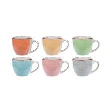 6er Set Keramiktassen Tassen Tasse bunt Espressotasse Keramik 90 ml Kaffeetasse