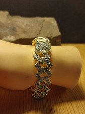 Herren & Damen Hip Hop Rapper Armband in Gold sehr auffällig viele Steine