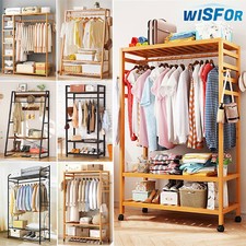 WISFOR Kleiderschrank Garderobenschrank auf Rollen offene Garderobe Massivholz 