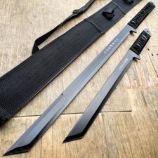 2 PC Black NINJA MACHETE SWORD