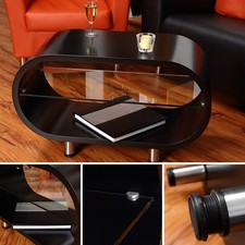 B Ware / Couchtisch Schwarz Beistelltisch Wohnzimmer Glastisch Loungetisch 5
