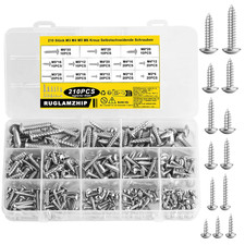 Blechschrauben M3 M4 M5 M6 210 Stück Selbstschneidend Schrauben Sortiment