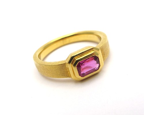 Band ring gold 900 rubin - band,